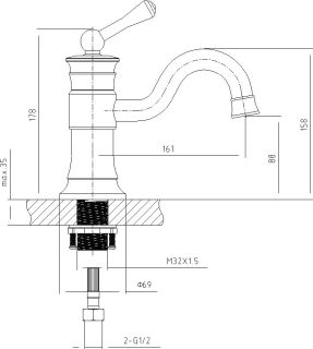 Смеситель для раковины Timo Adelia 6061/04F чёрный/антик